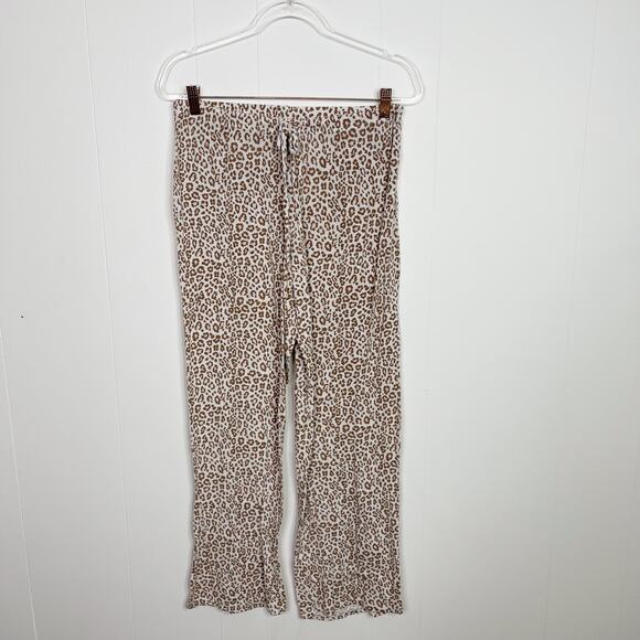 Nordstrom Leopard Print Pajama Pants Cream Tan Small S Womens Animal Intimates - Picture 1 of 10